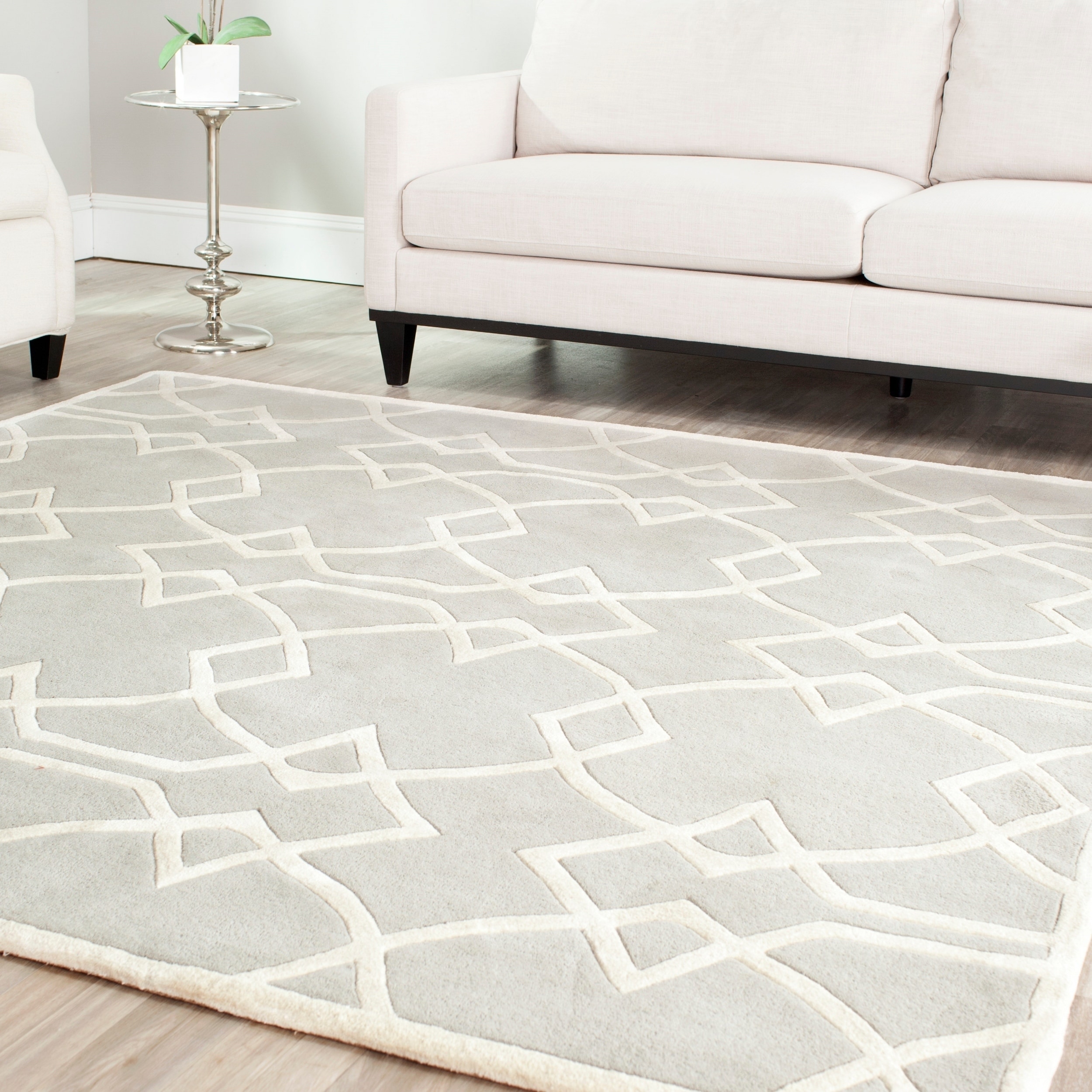 Handmade Marrakesh Grey New Zealand Wool Rug (7 Square)