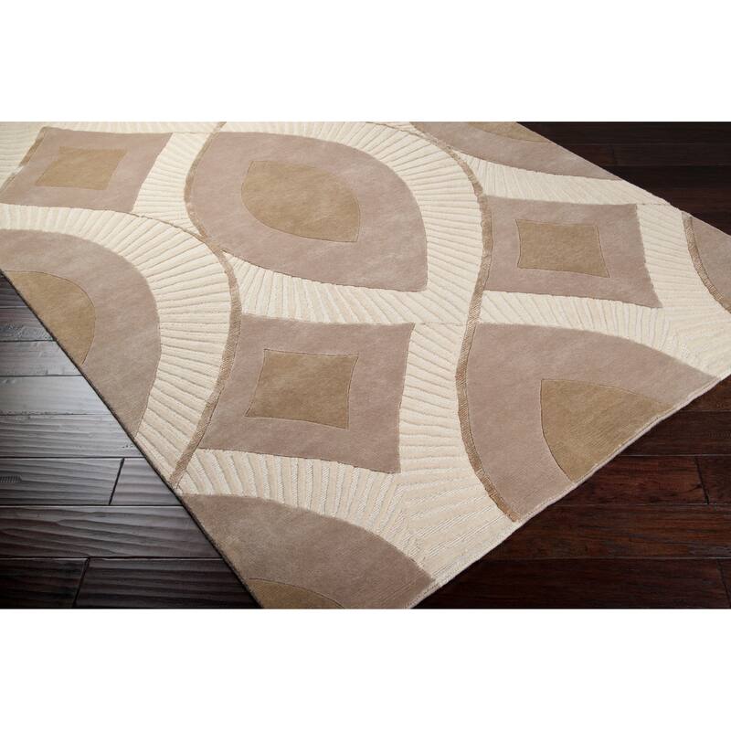 Hand-knotted Olney Ivory Moroccan Pattern Wool Area Rug - 2' x 3' - 2' x 3'