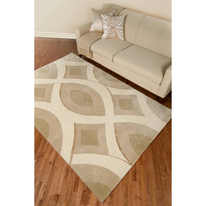 Hand-knotted Olney Ivory Moroccan Pattern Wool Area Rug - 2' x 3' - 2' x 3'