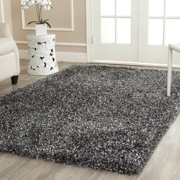 Safavieh Handmade Malibu Charcoal Grey Shag Rug (8 6 x 12)