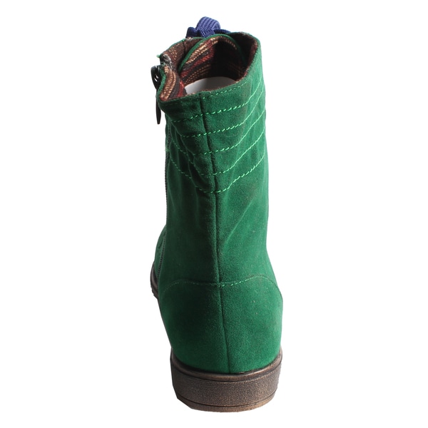 green lace up ankle boots