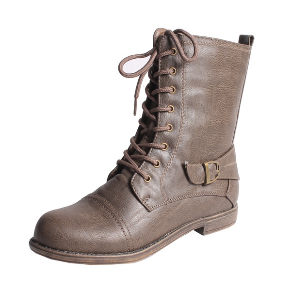Shop Blossom by Beston Women's 'Cana-8' Mid-calf Combat Boots ...
