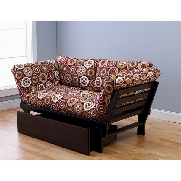Somette Alite Lounger Espresso Futon Frame, Drawer and Mattress Set