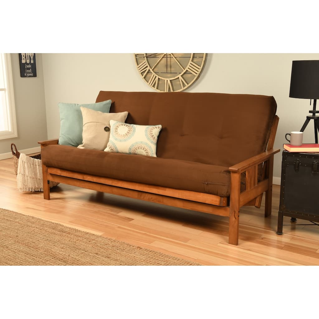 Porch & Den DeSoto Honey Oak Full-size Futon Frame and Innerspring Mattress