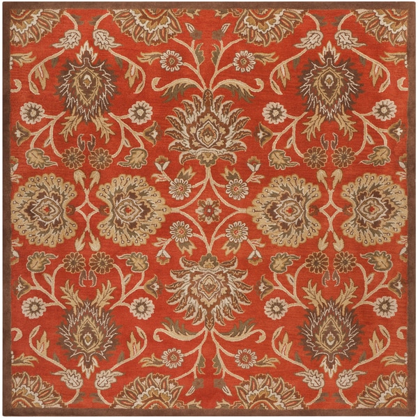 Hand-tufted Rox ton Dark Red Wool Area Rug - 4' x 4'