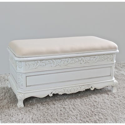 Windsor Carved Wood Storage Bench