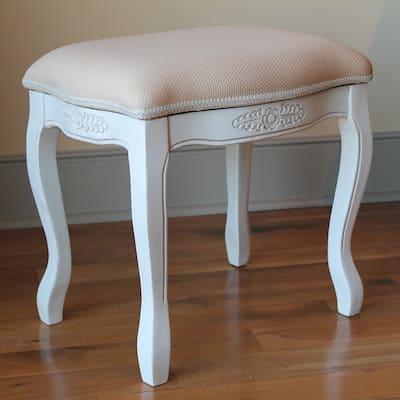 Windsor Carved Wood Vanity Stool