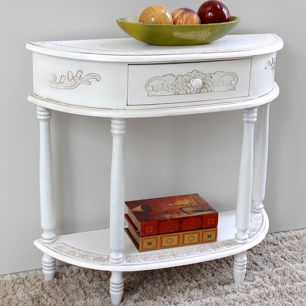 International Caravan Carved Small 1/2 Moon 2-Tier Wall Table