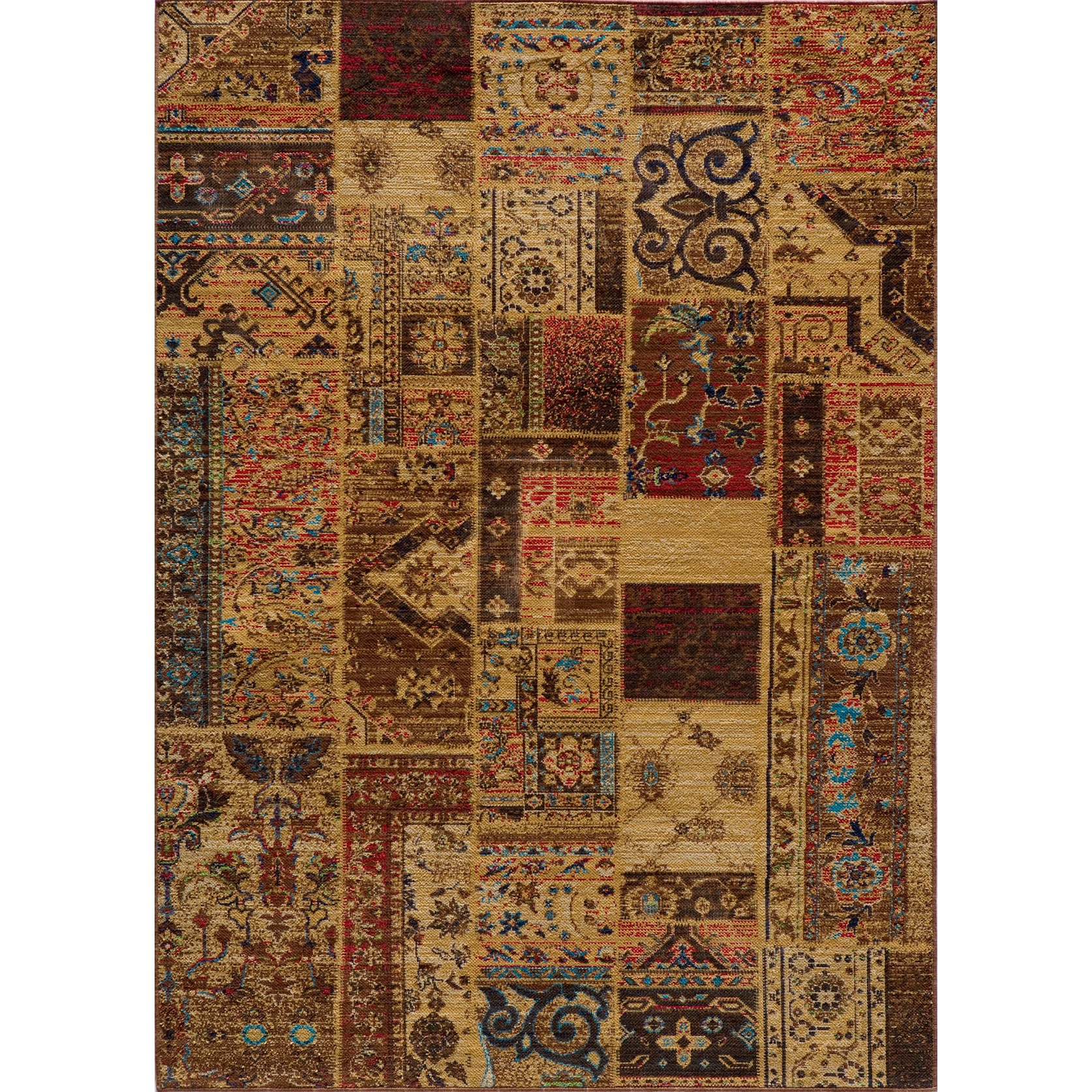 Hand sheared Patchwork Gold Wool Rug (18 X 28)