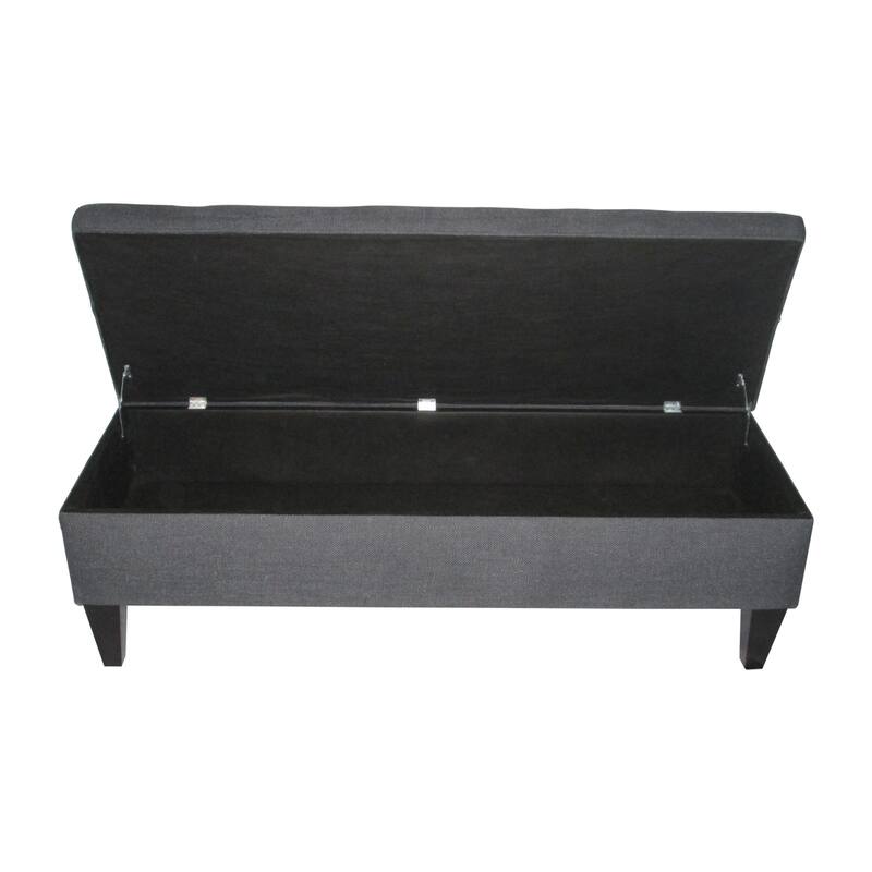 Brooke Loft Charcoal Button Tufted Storage Bench