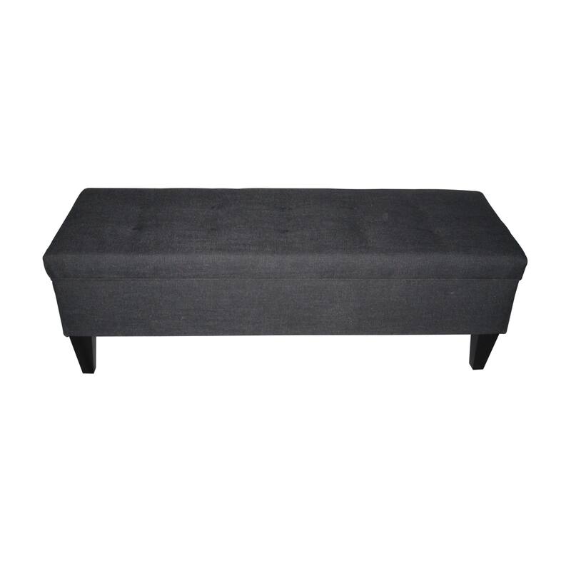 Brooke Loft Charcoal Button Tufted Storage Bench