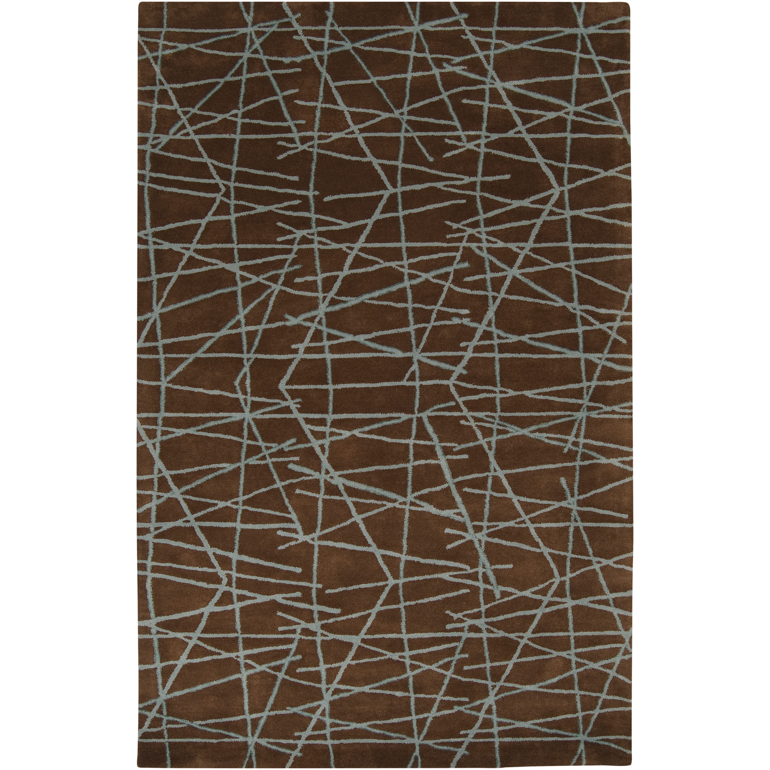 Hand tufted Seatak Brown Wool Geometric Lines Rug (2 X 3)