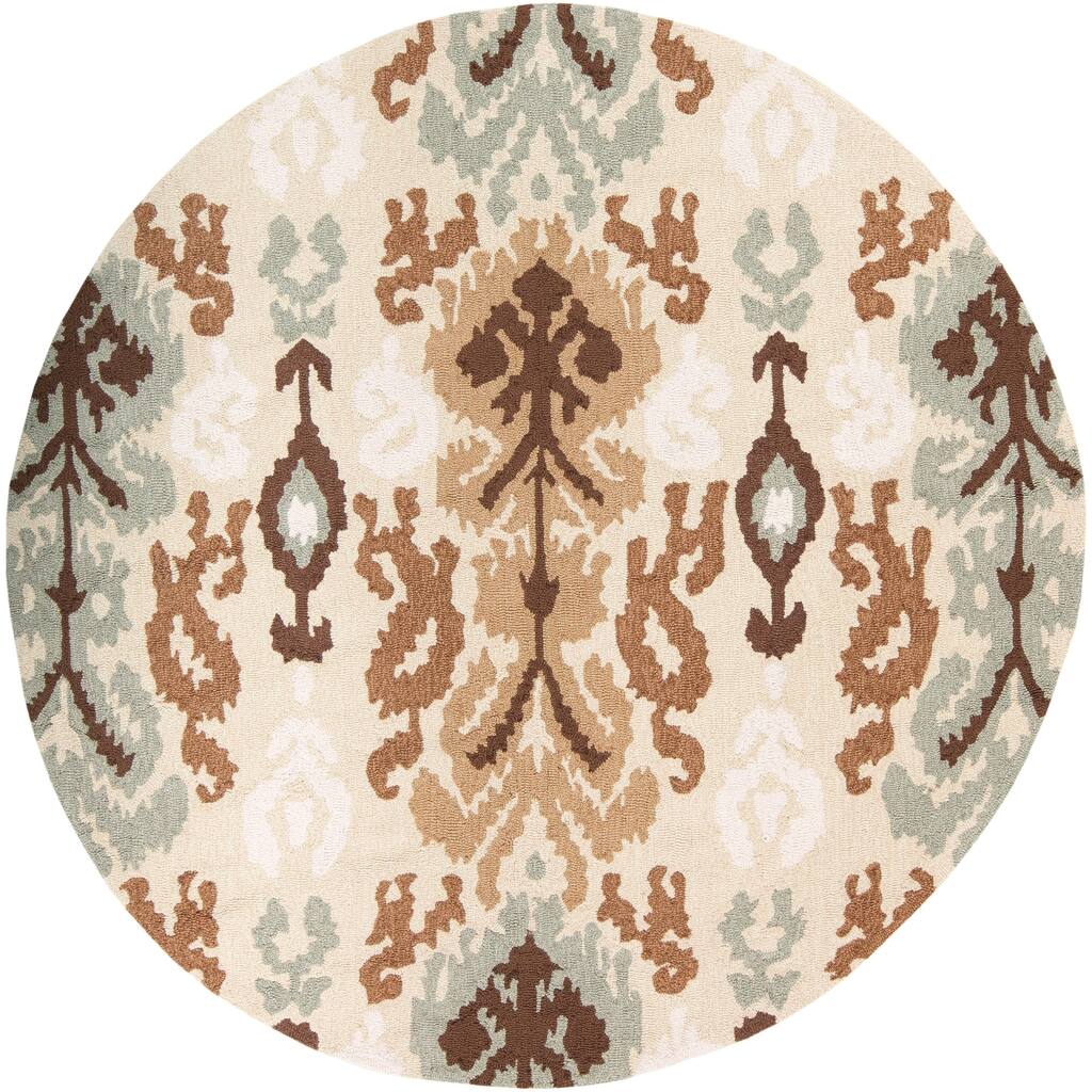 Hand-hooked Solvang Beige Area Rug - 4' Round