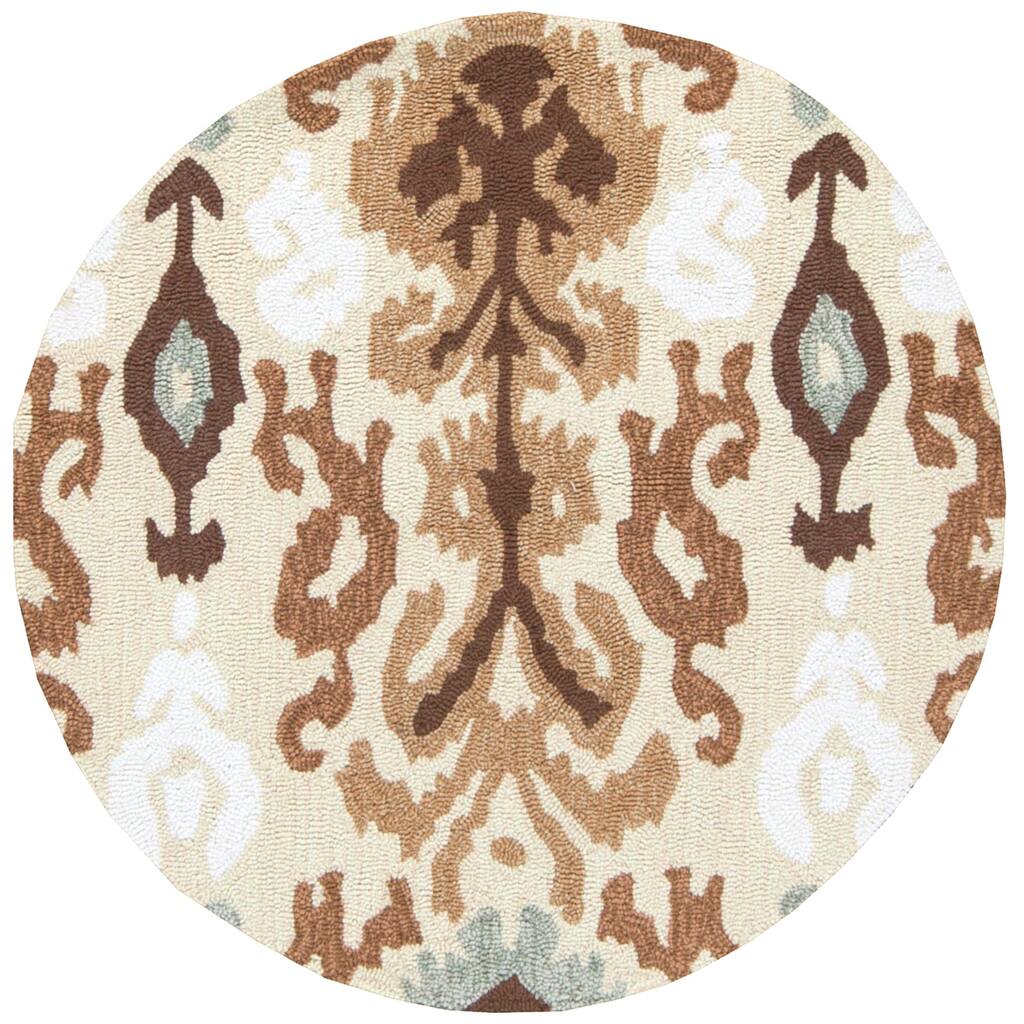 Hand-hooked Somerset Beige Area Rug - 3' Round