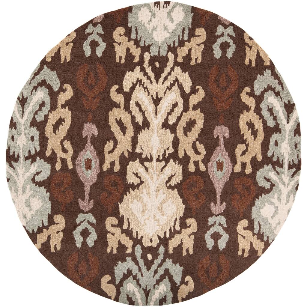 Hand-hooked South Brown Area Rug - 3' Round
