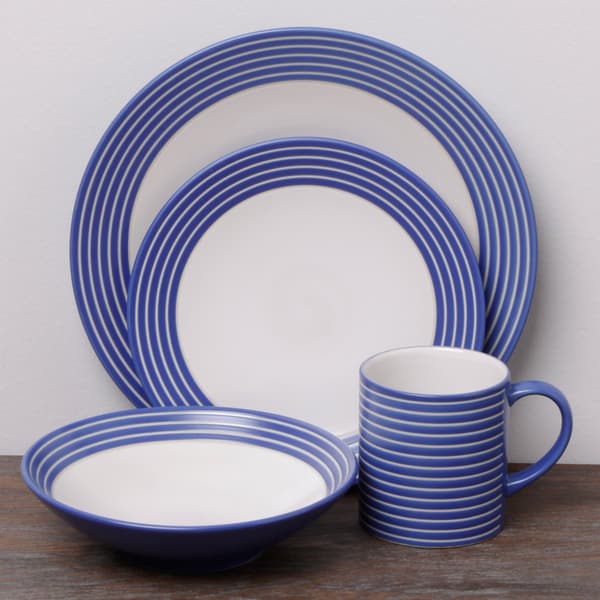 Shop Denby Intro Stripes Blue 16-piece Dinnerware Set - Free Shipping ...