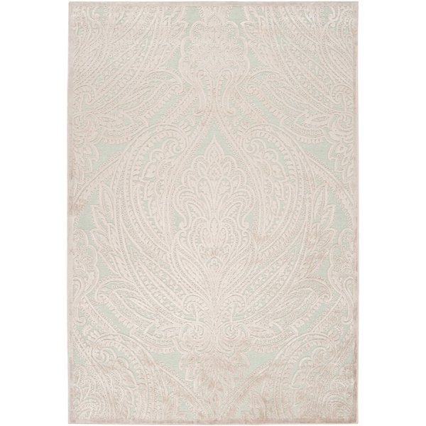Woven Chaph Ice Blue Viscose/ Chenille Rug (51 x 76)