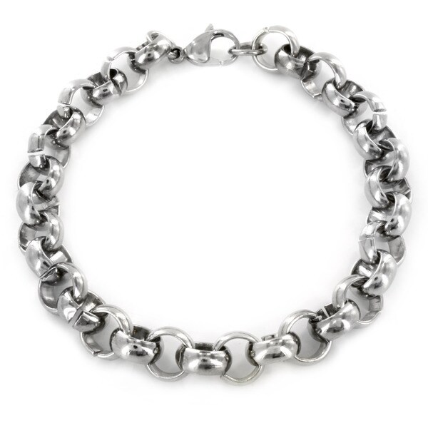 Stainless Steel Men's Large Polished Rolo Chain Bracelet - 14755821 ...