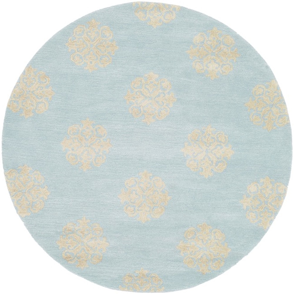 Handmade Soho Medallion Light Blue Wool Rug (4 Round)