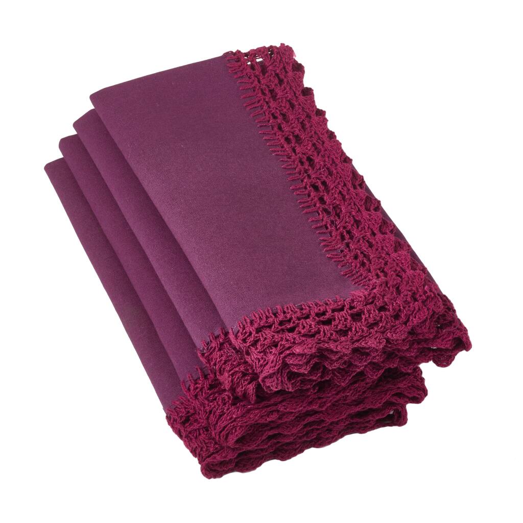 Crochet Lace Violet Napkins (Set of 4)
