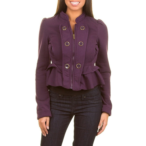 Stanzino Women's Grape French Terry Peplum Coat Stanzino Coats