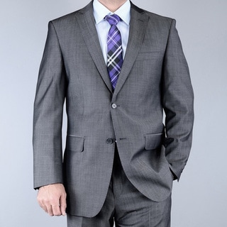 Mantoni Mens Grey Sharkskin 2 button Wool Suit Today $189.99