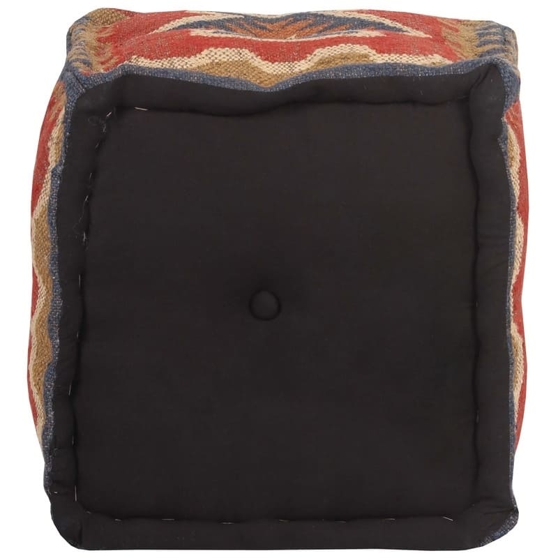 Handmade Kilim Pouf (India) - 16" x 16" x 16"