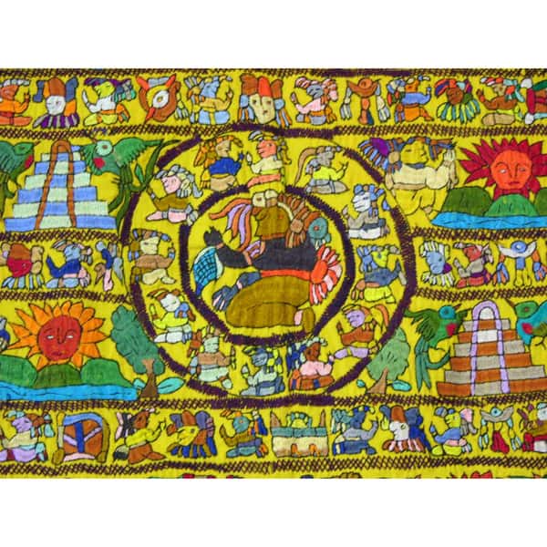 Hand Embroidered Yellow Mayan Tapestry (Guatemala) Bed Bath & Beyond
