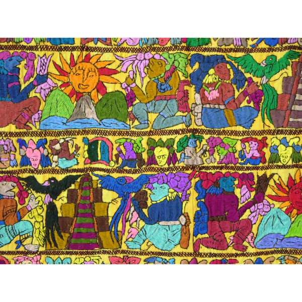 Hand Embroidered Gold Mayan Tapestry (Guatemala) Bed Bath & Beyond