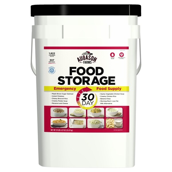 Augason Farms Deluxe 30-Day Emergency Food (1 Person) 8.5-Gallon - White