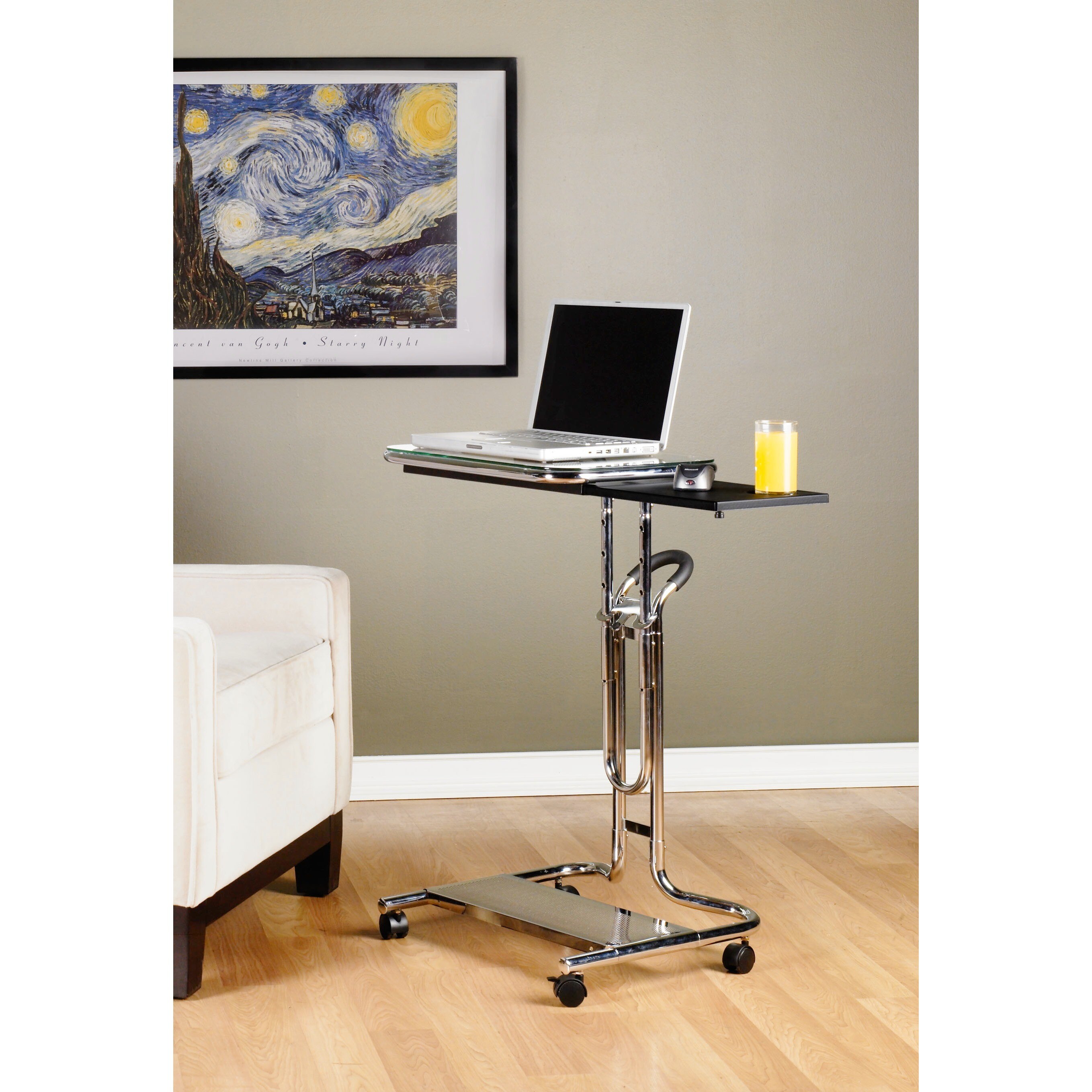 Shop Calico Designs Clear Glass Laptop Cart With Mouse Pad