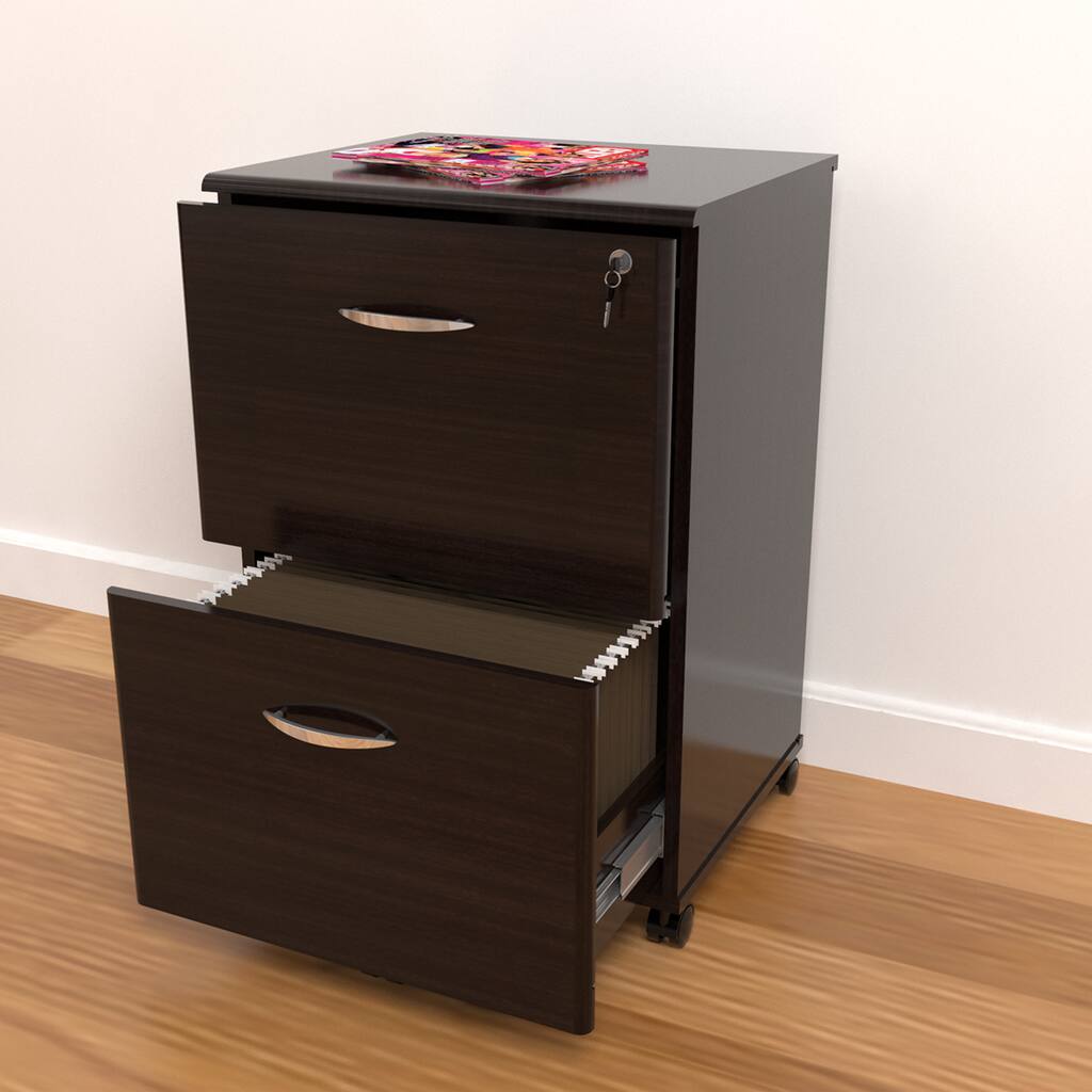 Inval Modern Mobile 2-Drawer Locking File Cabinet