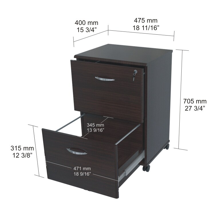 Shop Inval Modern Mobile 2 Drawer Locking File Cabinet Overstock 7281485