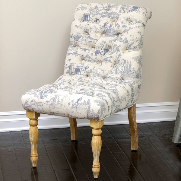 Shop Euro Tufted Blue and White Fabric Dining Chair by Christopher