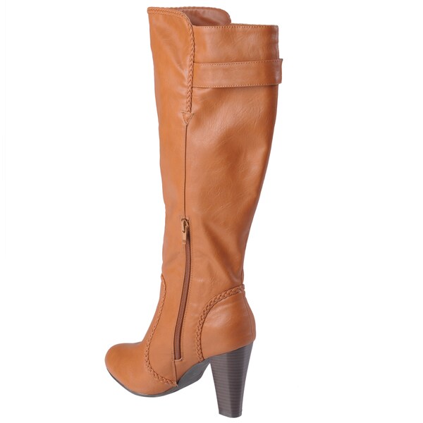 tan tall boots with heel