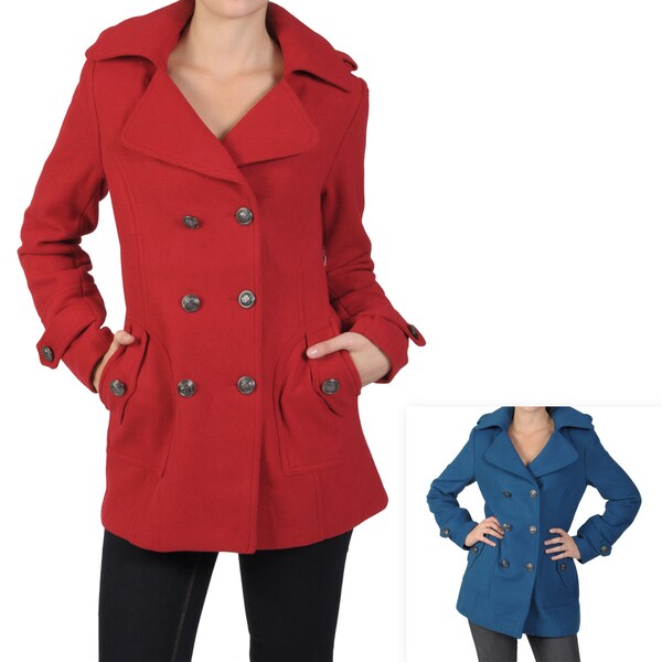 Journee Collection Juniors Double breasted Peacoat