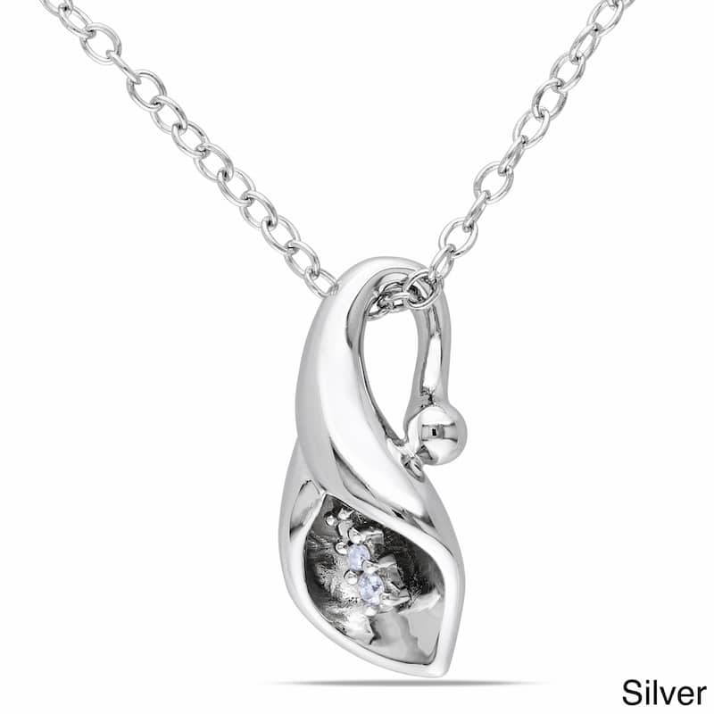 Miadora Sterling Silver Diamond Accent Calla Lily Floral Drop Necklace