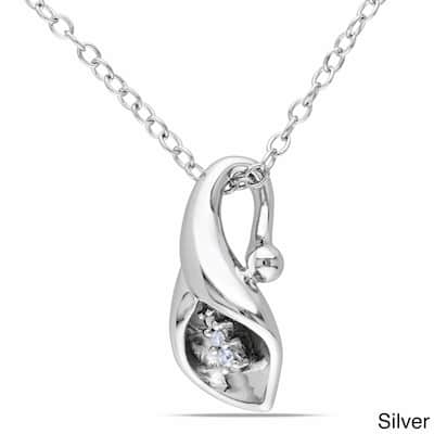 Miadora Sterling Silver Diamond Accent Calla Lily Floral Drop Necklace
