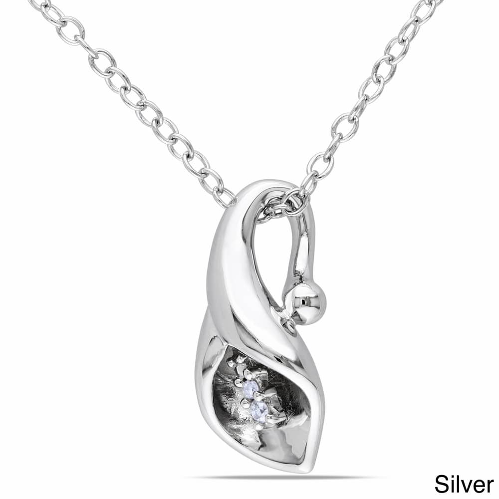 Miadora Sterling Silver Diamond Accent Calla Lily Floral Drop Necklace