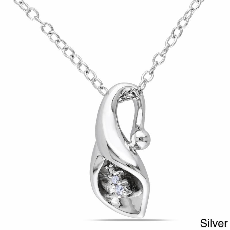 Miadora Sterling Silver Diamond Accent Calla Lily Floral Drop Necklace
