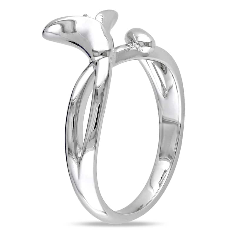 Miadora Sterling Silver Diamond Accent Calla Lily Flower Split Shank Ring
