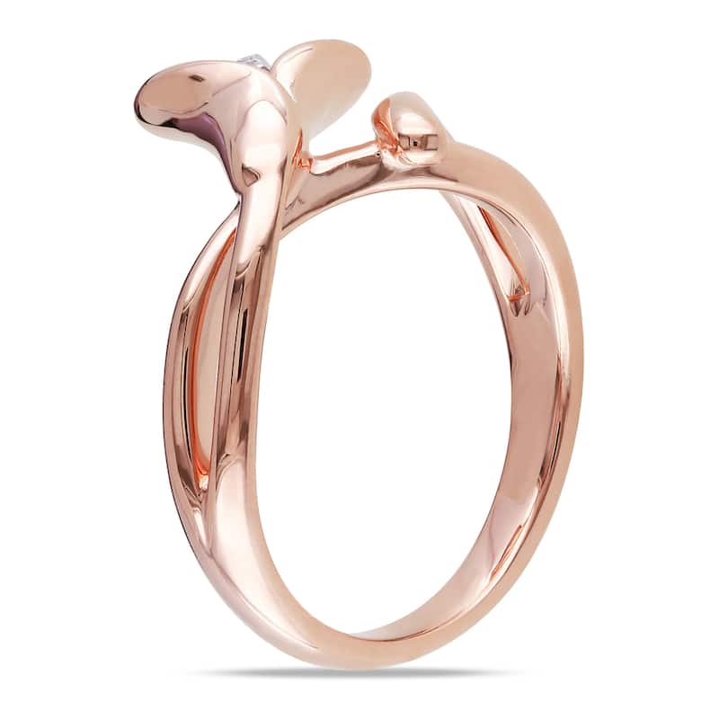 Miadora Sterling Silver Diamond Accent Calla Lily Flower Split Shank Ring
