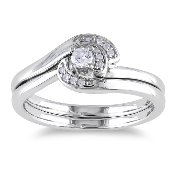 Shop Miadora Sterling Silver 1/6ct TDW Diamond Ring Set (H-I, I2-I3 ...