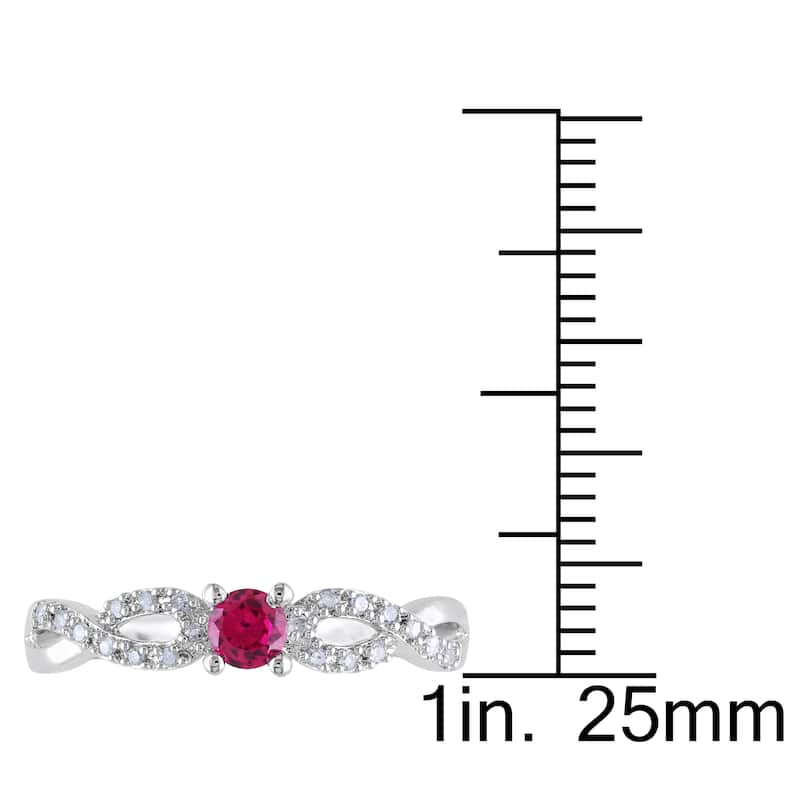 Miadora Silver Created Gemstone and 1/10ct TDW Diamond Ring (H-I, I2-I3)