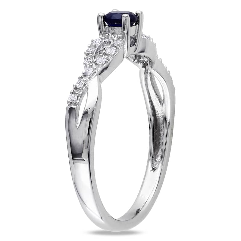 Miadora Silver Created Gemstone and 1/10ct TDW Diamond Ring (H-I, I2-I3)