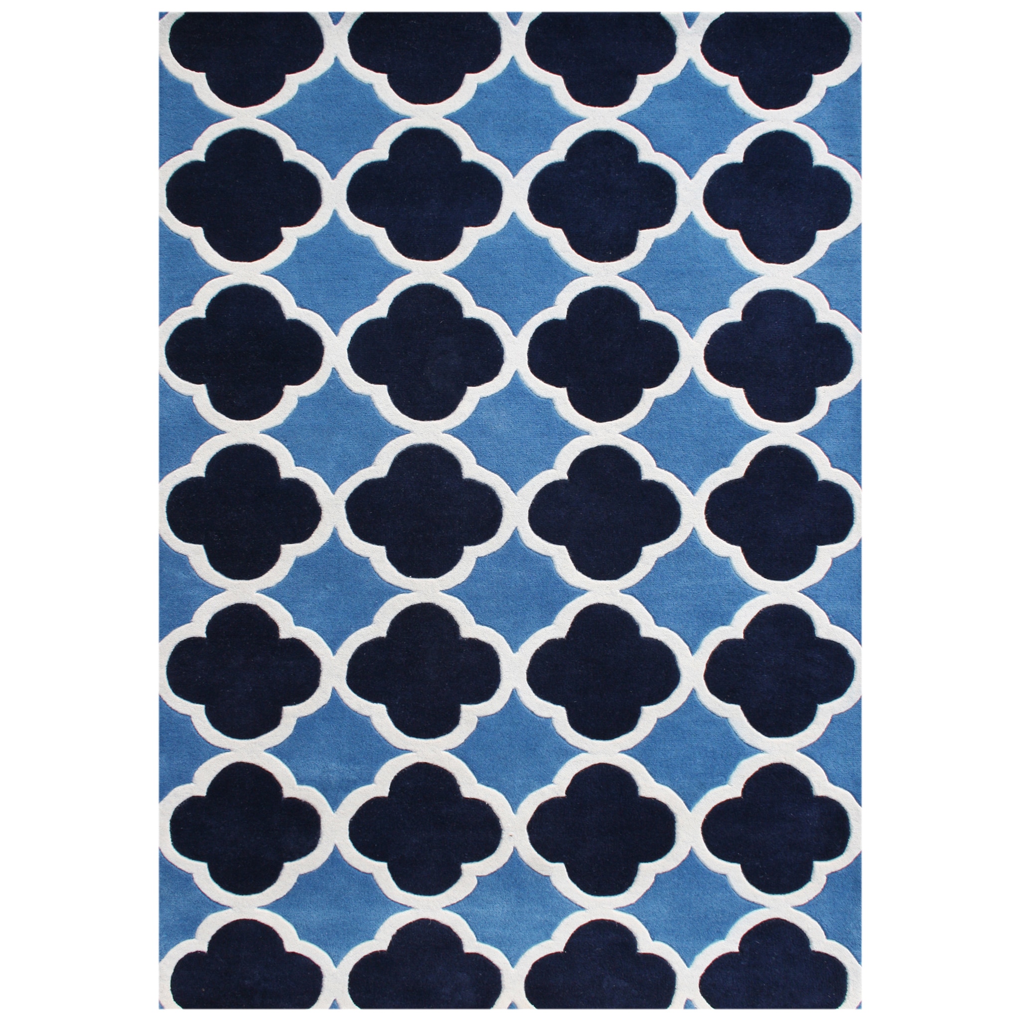 Alliyah Hand Made Tufted Blue Wool Rug (5x8)