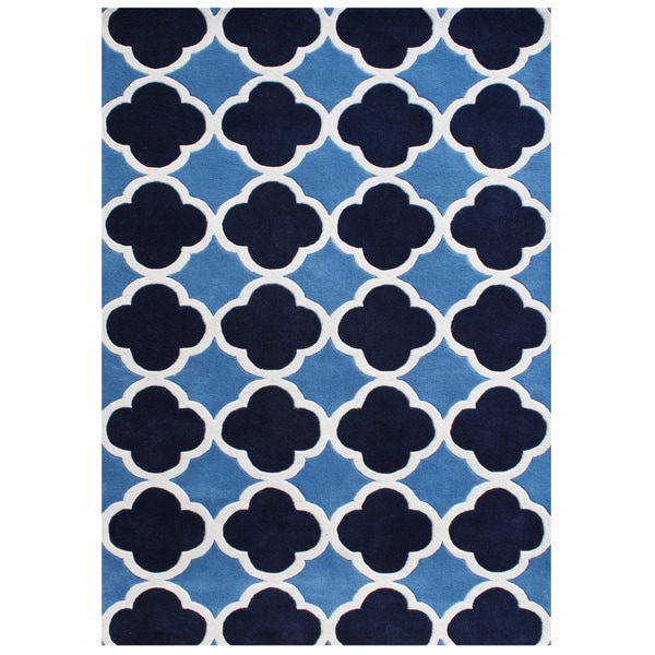 Shop Alliyah Handmade Azure Blue New Zealand Blend Wool Rug (5' x 8 ...