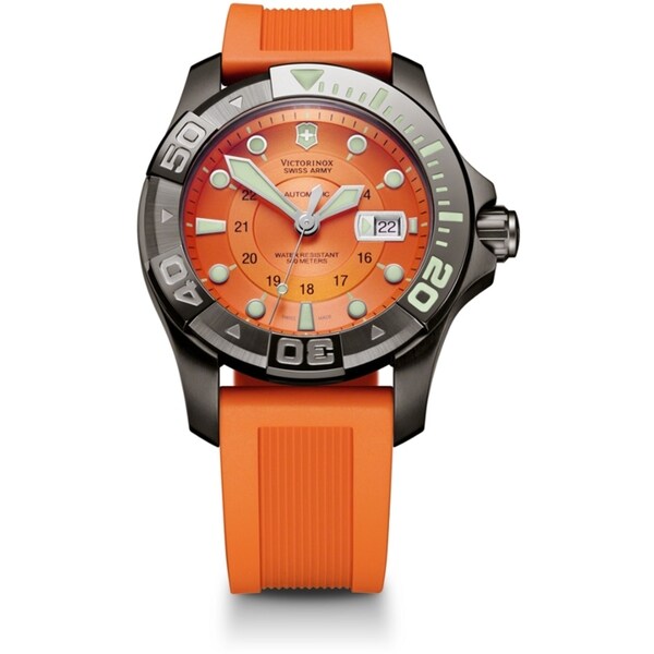 Victorinox Swiss Army Men's Automatic Dive Watch 500 Orange Dial Rubber ...