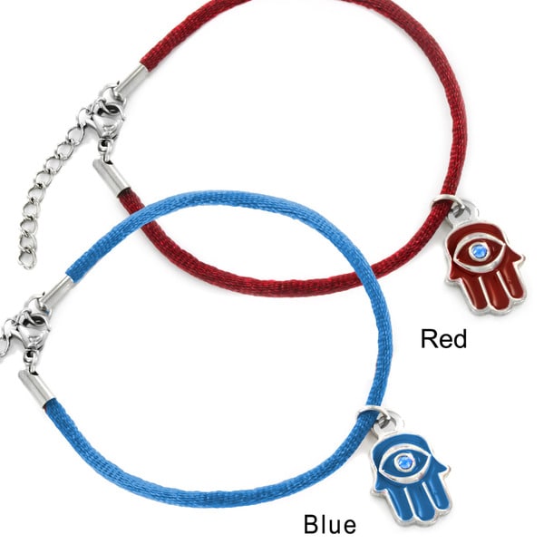 Stainless Steel Hamsa with Evil Eye Charm Bracelet