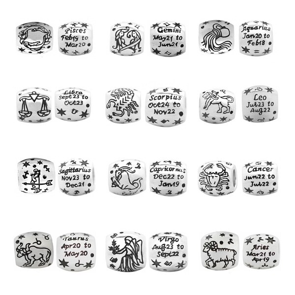 De Buman Sterling Silver Zodiac Sign Constellation Charm Bead